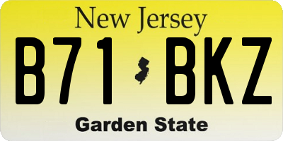 NJ license plate B71BKZ