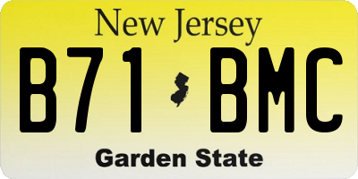 NJ license plate B71BMC