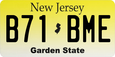 NJ license plate B71BME