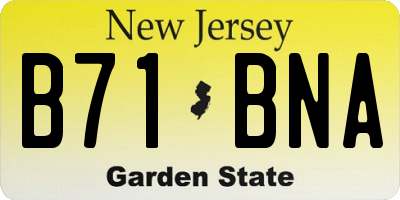 NJ license plate B71BNA