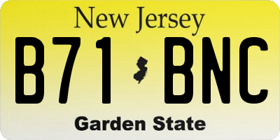 NJ license plate B71BNC