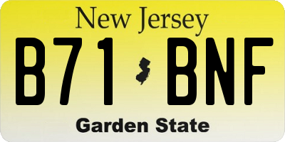 NJ license plate B71BNF