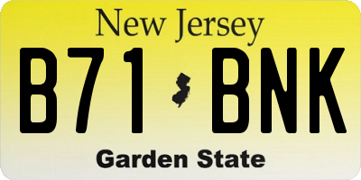 NJ license plate B71BNK