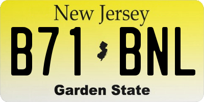 NJ license plate B71BNL
