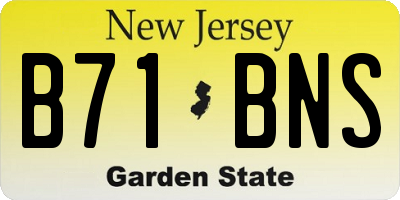 NJ license plate B71BNS