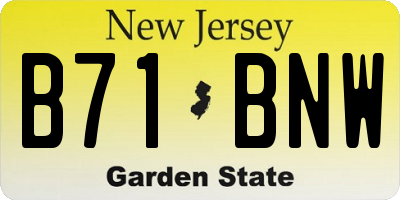 NJ license plate B71BNW