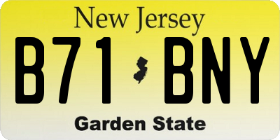 NJ license plate B71BNY