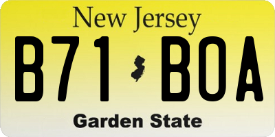 NJ license plate B71BOA