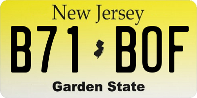 NJ license plate B71BOF