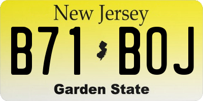 NJ license plate B71BOJ