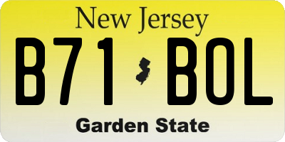 NJ license plate B71BOL