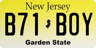 NJ license plate B71BOY