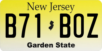 NJ license plate B71BOZ