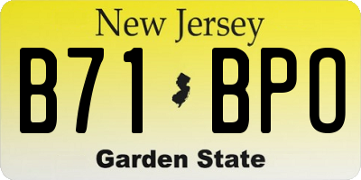 NJ license plate B71BPO