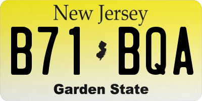 NJ license plate B71BQA