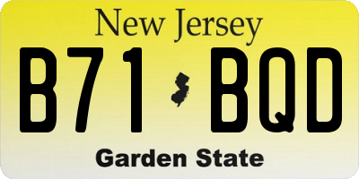 NJ license plate B71BQD