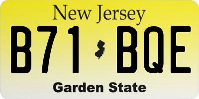 NJ license plate B71BQE
