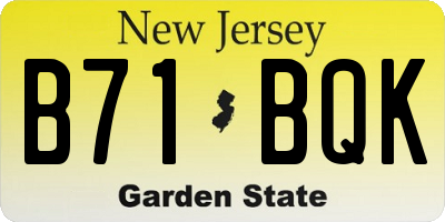 NJ license plate B71BQK