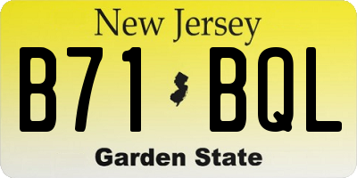 NJ license plate B71BQL