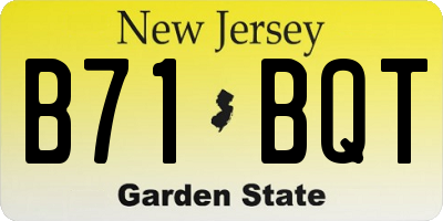 NJ license plate B71BQT