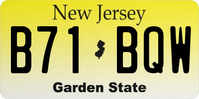 NJ license plate B71BQW