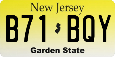NJ license plate B71BQY