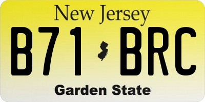 NJ license plate B71BRC