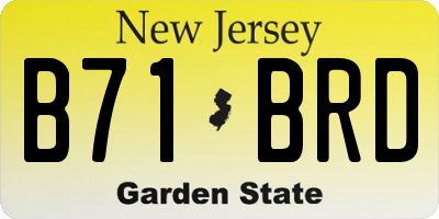 NJ license plate B71BRD