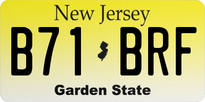 NJ license plate B71BRF