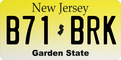 NJ license plate B71BRK