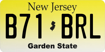 NJ license plate B71BRL