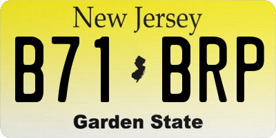 NJ license plate B71BRP