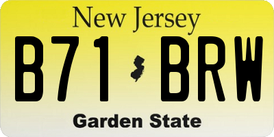 NJ license plate B71BRW