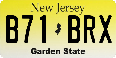 NJ license plate B71BRX