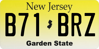 NJ license plate B71BRZ