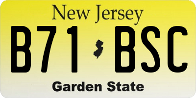 NJ license plate B71BSC