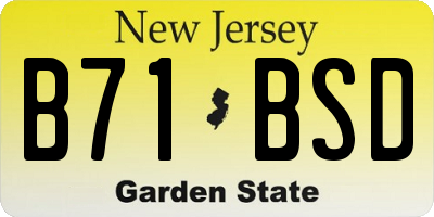 NJ license plate B71BSD