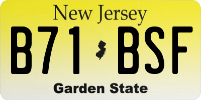 NJ license plate B71BSF