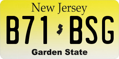 NJ license plate B71BSG