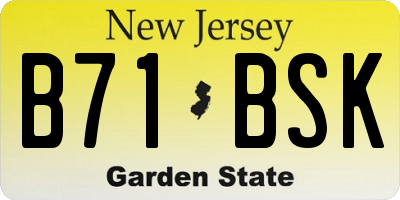 NJ license plate B71BSK