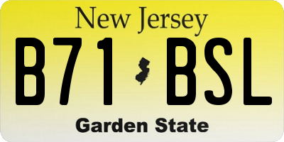 NJ license plate B71BSL