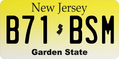 NJ license plate B71BSM