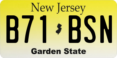 NJ license plate B71BSN