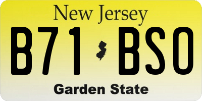 NJ license plate B71BSO