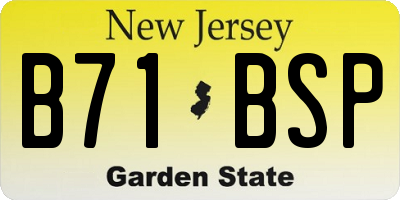 NJ license plate B71BSP