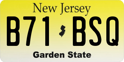NJ license plate B71BSQ