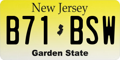 NJ license plate B71BSW