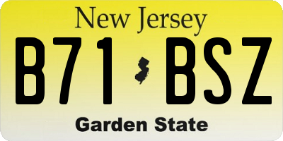 NJ license plate B71BSZ