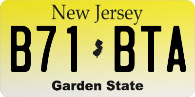 NJ license plate B71BTA