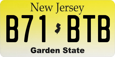 NJ license plate B71BTB